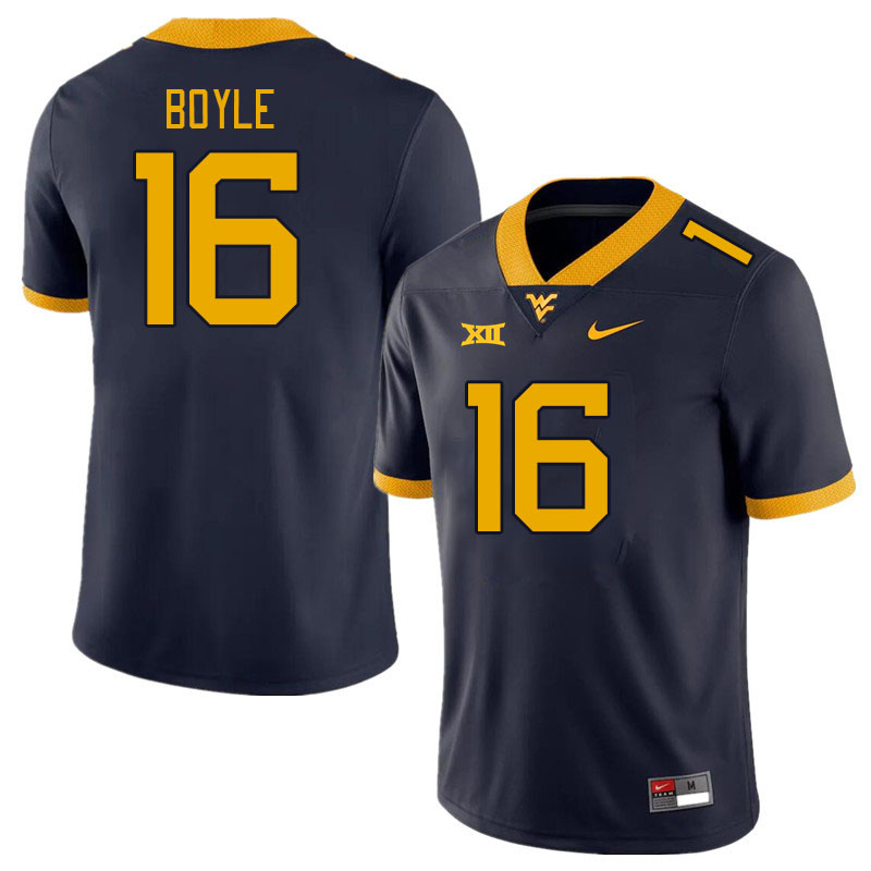 Men #16 Sean Boyle West Virginia Mountaineers College Football Jerseys Stitched Sale-Navy